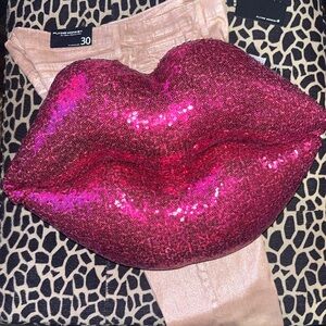 Luscious Lips sequined decorative pillow